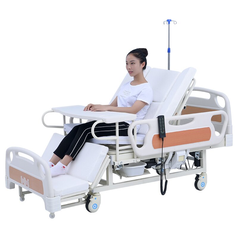 Medical Bed Manufacturer - Hot Sale Deluxe Multifunctional Electric With Toilet Table and ABS Guardrail