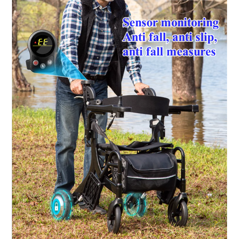 Rollator Walker Manufacturer - 10A Aluminium Lightweight Portable Folding 5 in 1 Electric With Seat
