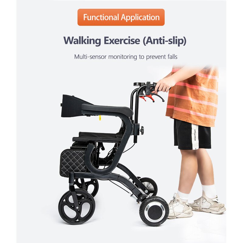 Rollator Walker Manufacturer - 10A Aluminium Lightweight Portable Folding 5 in 1 Electric With Seat