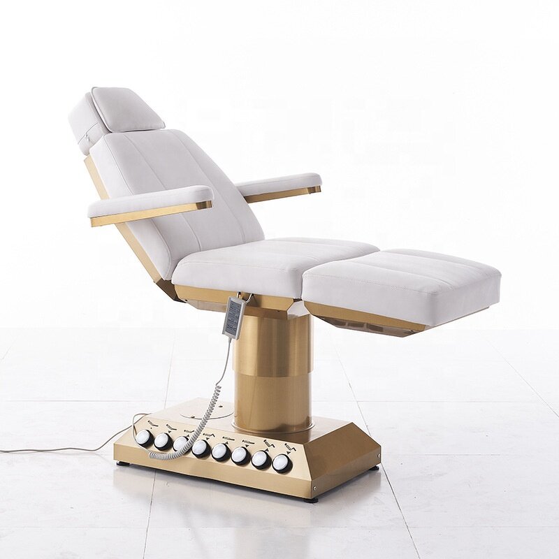 Facial Bed Manufacturer - Beauty Salon 4 Motors Electric Eyelashes Extension Gold Base Massage Tables