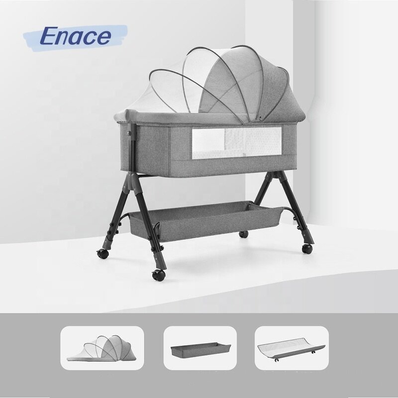 Bedside Crib Manufacturer - Aluminum Folding Bassinet Bedside Sleeper Portable Stroller Baby Cot