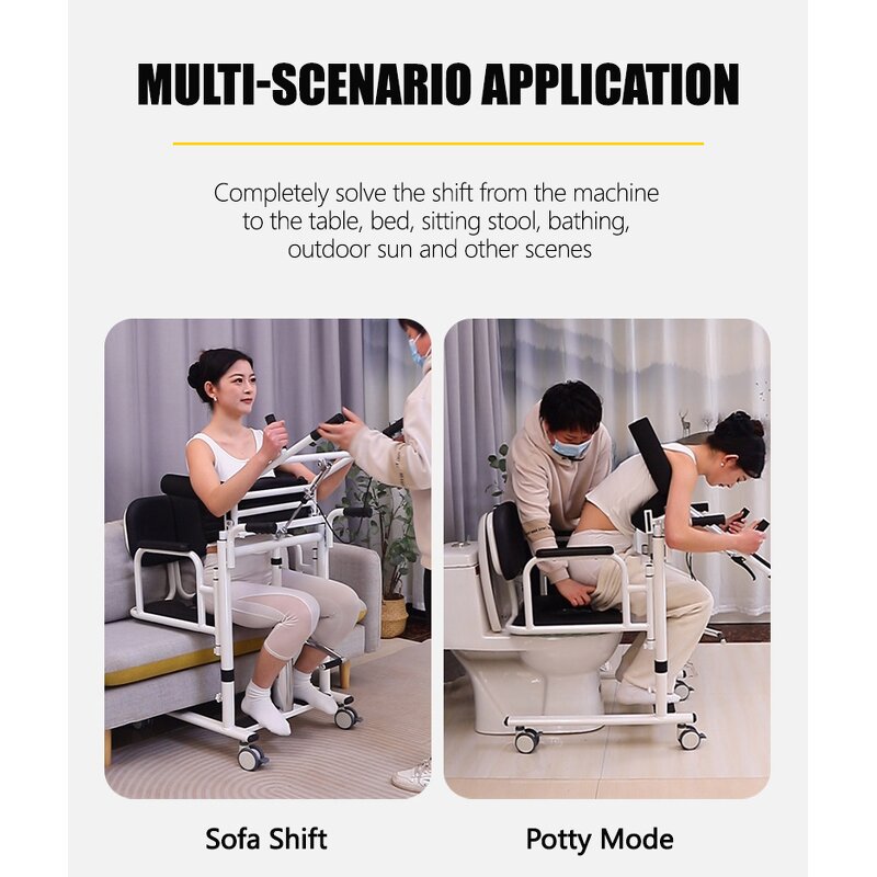 Transfer Wheelchair Manufacturer - Multi-Functional Hydraulic Mobile Bedside Shifter Toilet Assisted with Seat Belt