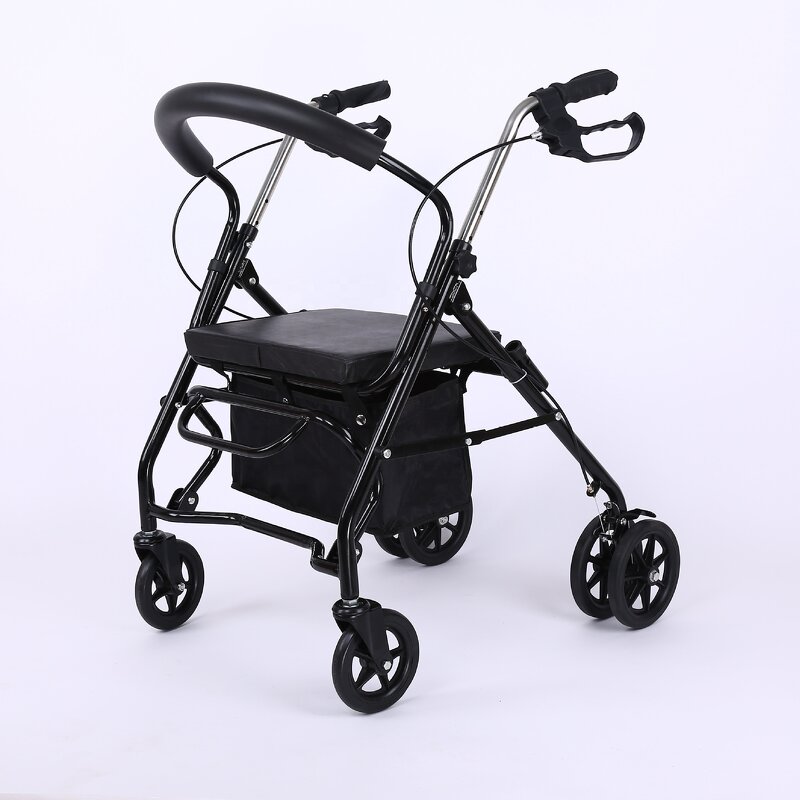 Shopping Trolley Manufacturer - Modern Convenient Elderly With Seat Wheels and Basket Walker