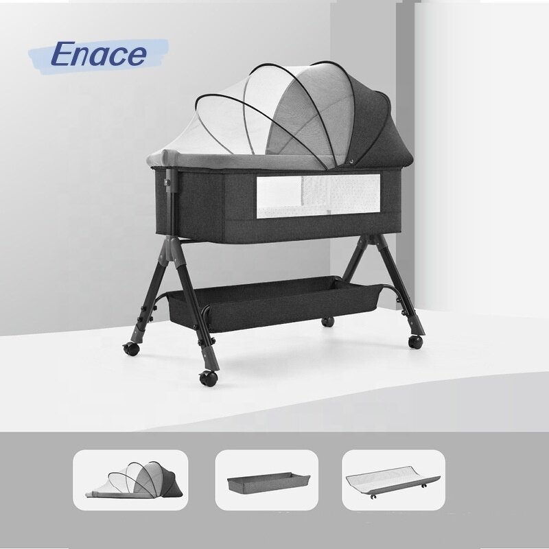 Bedside Crib Manufacturer - Aluminum Folding Bassinet Bedside Sleeper Portable Stroller Baby Cot