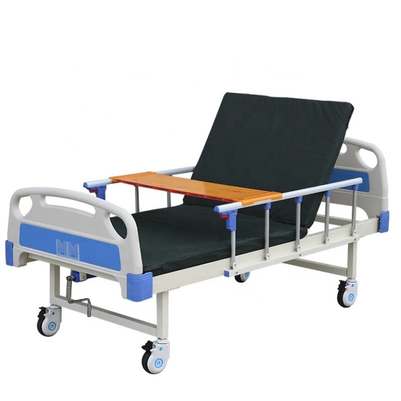 Hospital Bed Manufacturer - Hot Sale 1crank Single Manual Patient Nursing Bed with Mattresses Table