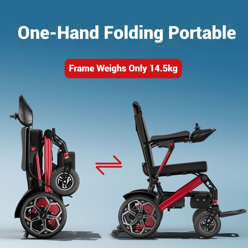 Electric Wheelchair Manufacturer - Aluminium Alloy Ultra Light 12A Lithium Battery Portable Folding