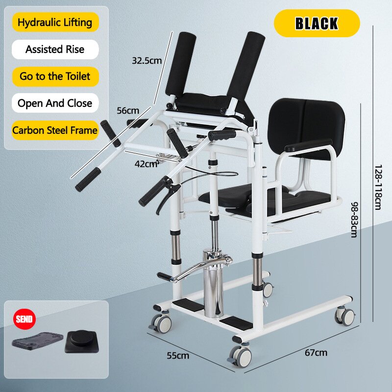 Transfer Wheelchair Manufacturer - Multi-Functional Hydraulic Mobile Bedside Shifter Toilet Assisted with Seat Belt