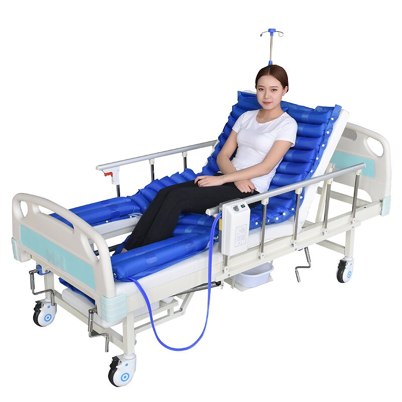 Nursing Bed Manufacturer - Multifunctional Turn-over Manual 3 Cranks Hospital Bed With Toilet