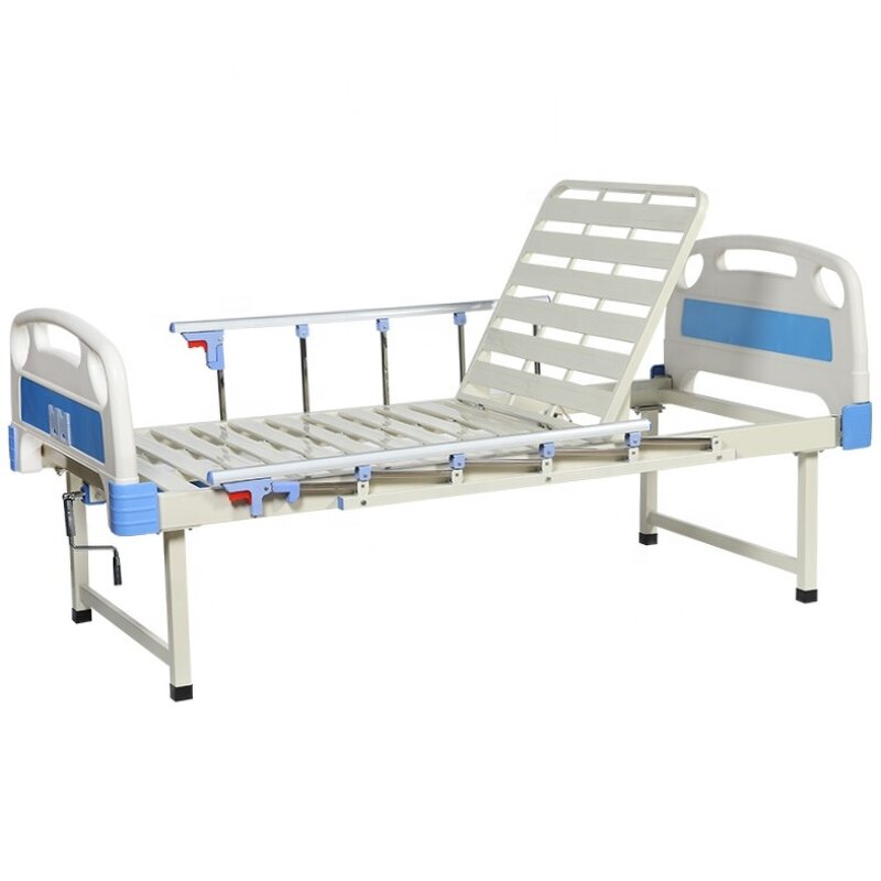 Hospital Bed Manufacturer - Hot Sale 1crank Single Manual Patient Nursing Bed with Mattresses Table