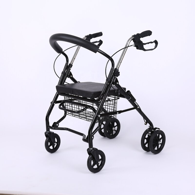 Shopping Trolley Manufacturer - Modern Convenient Elderly With Seat Wheels and Basket Walker
