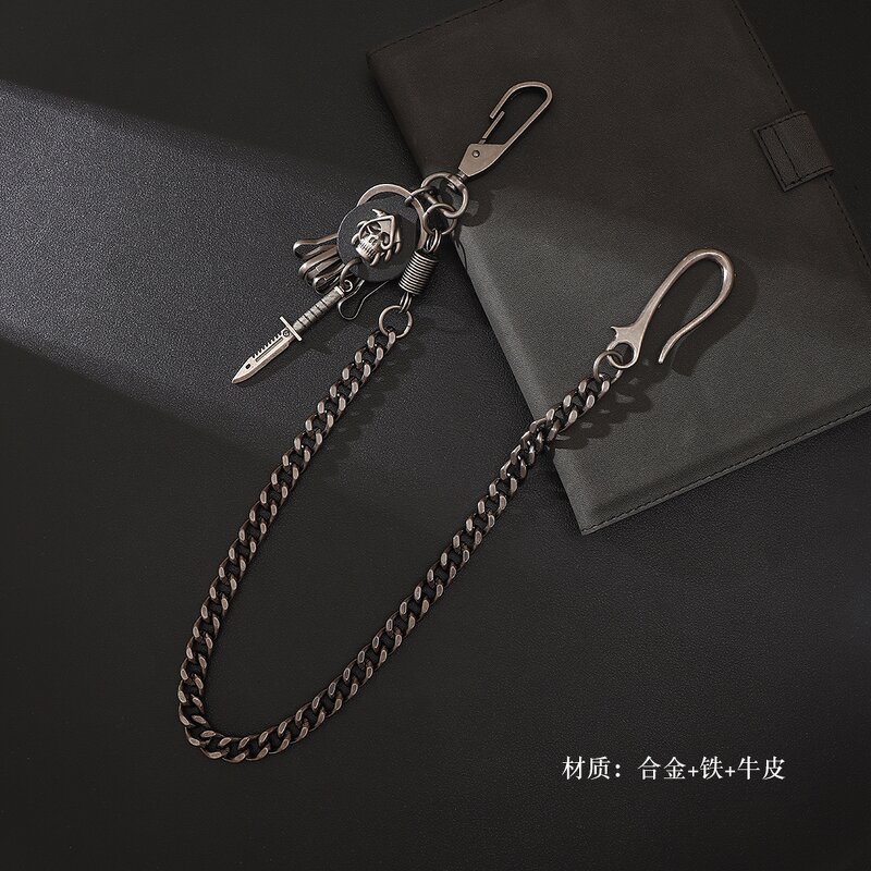 Waist Chain Manufacturer - Punk Alloy Knife Skull Versatile Jeans Leather Men