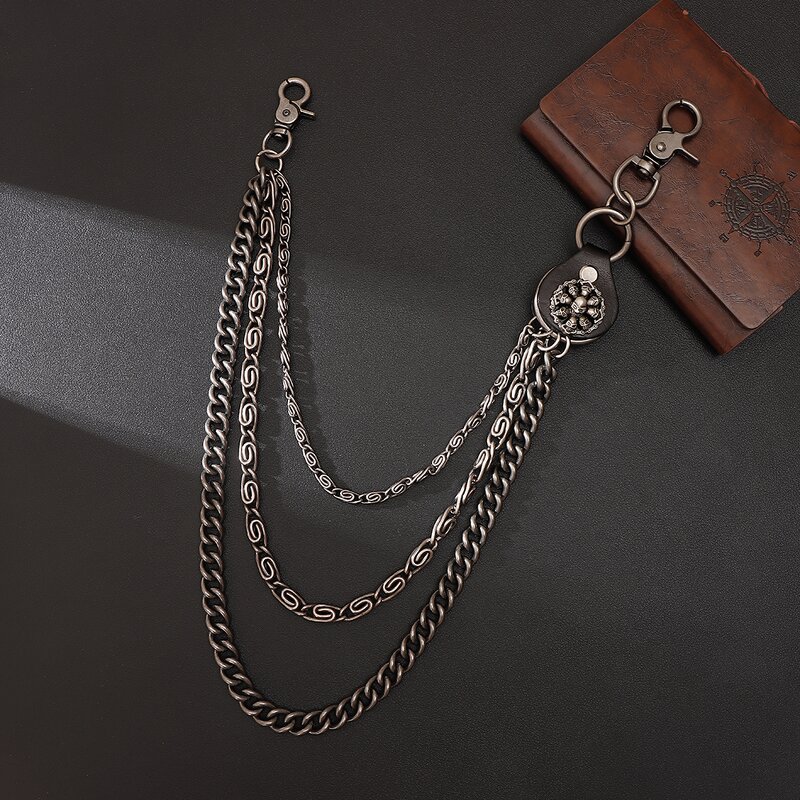 Waist Chain Manufacturer - Trendy Mens Motorcycle Punk Hip Hop Leather Skull Pants