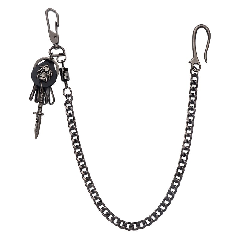 Waist Chain Manufacturer - Punk Alloy Knife Skull Versatile Jeans Leather Men