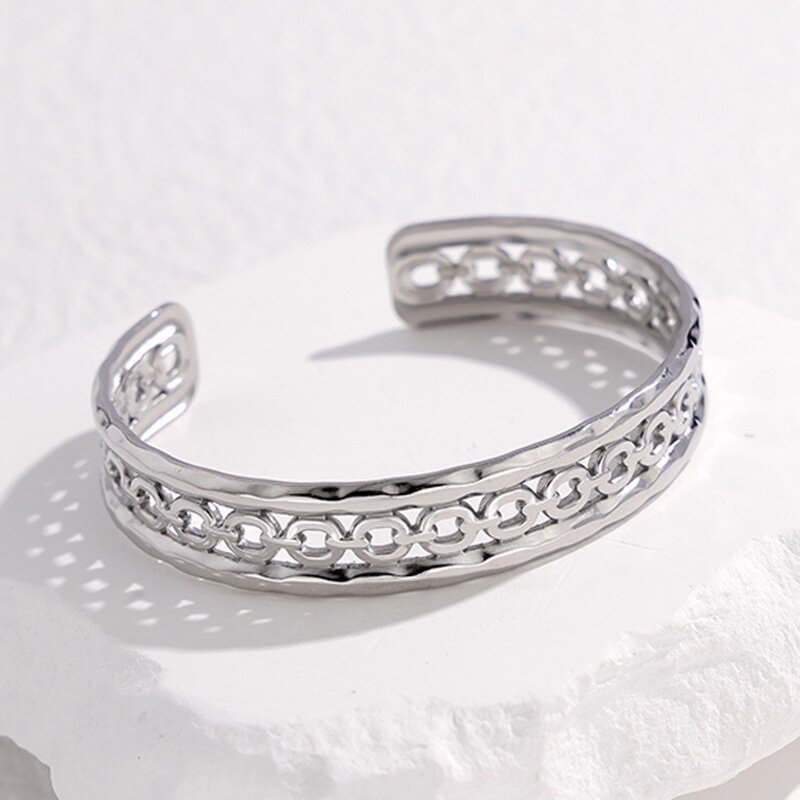 Bangle Bracelet Manufacturer - Gold Plated Stainless Steel Punk Hollow Waterproof