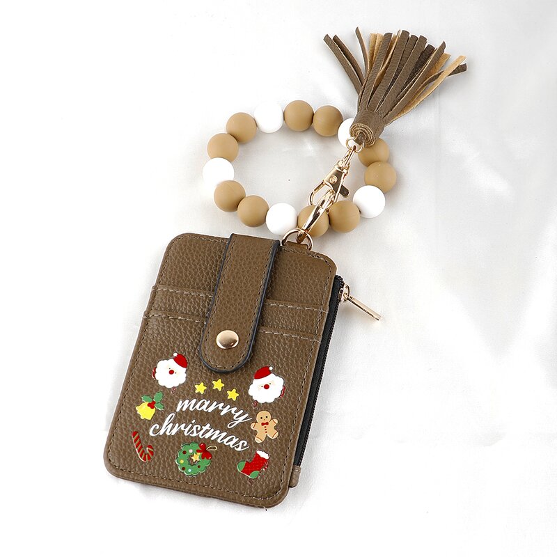 Leather Card Holder Manufacturer - Folded Silicone Bead Wallet Key Chains Women