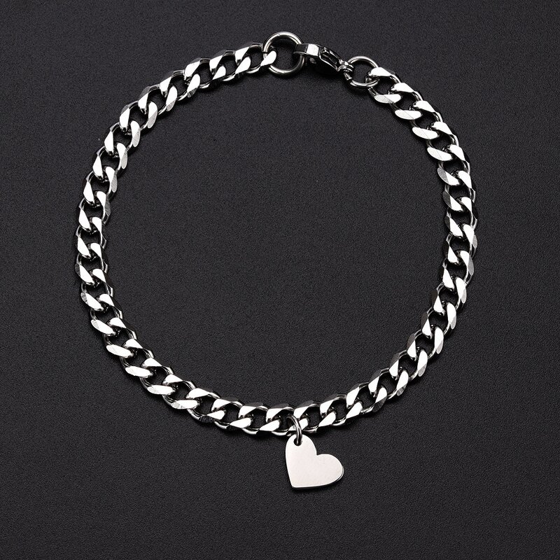 Bracelet Set Manufacturer - 316L Stainless Steel Hollow Heart Couple Silver Chain