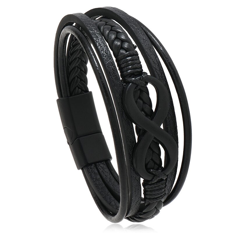 Charm Bracelet Manufacturer - Alloy Infinite Multilayer Leather Magnetic Clasps