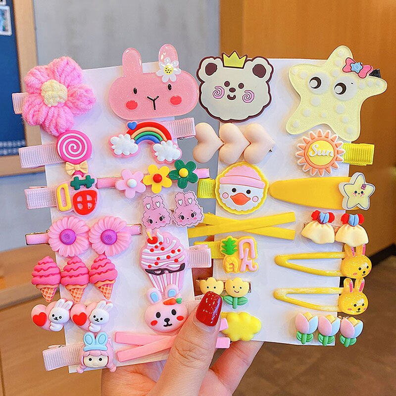 Hair Clips Set Manufacturer - 14pcs Cartoon Rainbow Girls Kids Cute Fancy Accessories