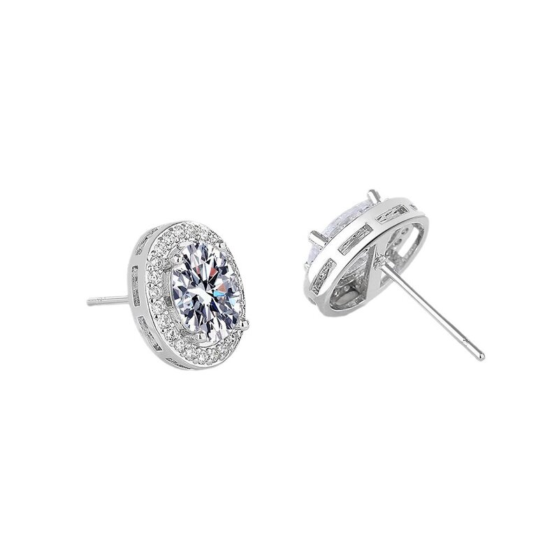 Stud Earrings Manufacturer - Silver-plated Colored Zircon Light Luxury Women