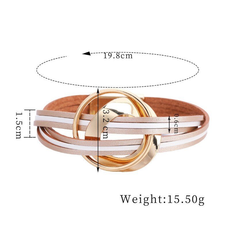 Leather Bracelet Manufacturer - 2026 Boho Circle Magnetic Layered PU Friendship