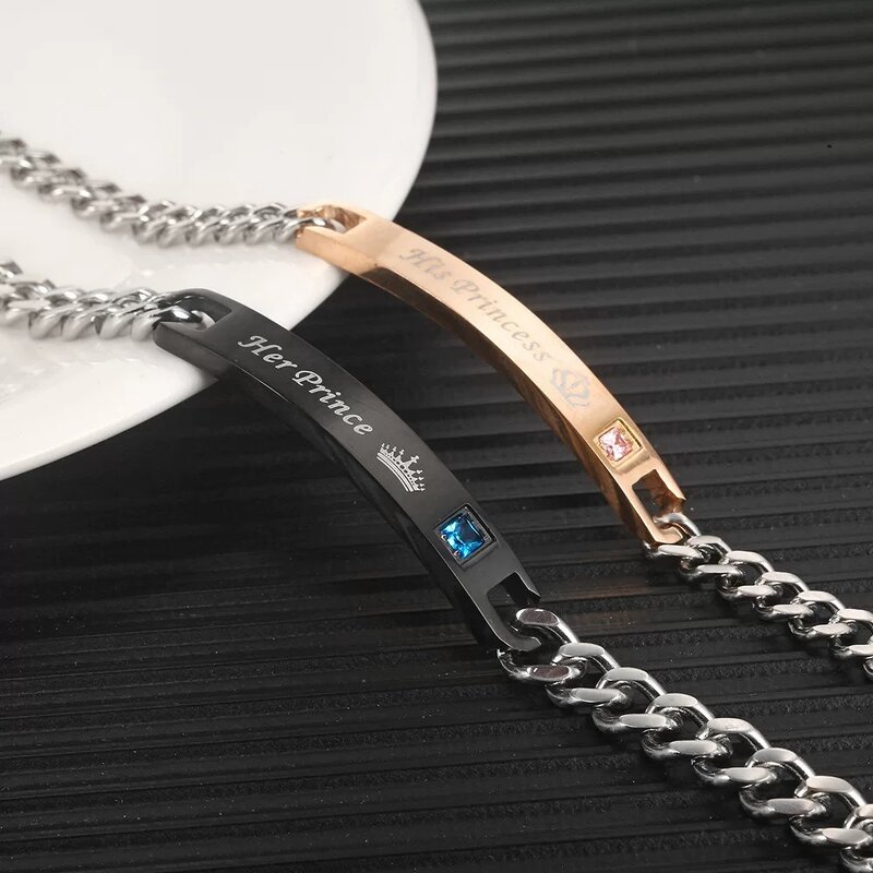 Couple Bracelet Manufacturer - Stainless Steel Crown King Queen Creative Lovers
