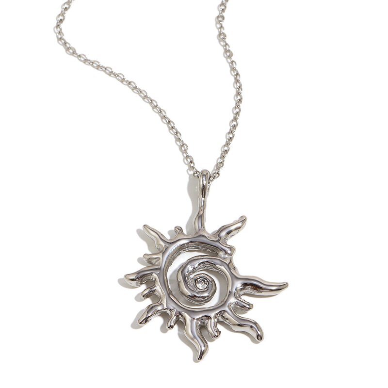 Pendant Necklace Manufacturer - Vintage Sun Flame Diamond Punk Hip Hop Stainless Steel