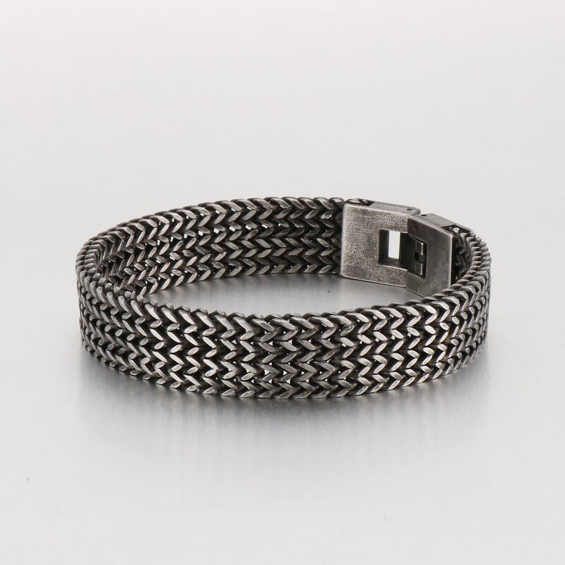 Charm Bracelet Manufacturer - Fish Scale Stainless Steel Silver Plated Mens