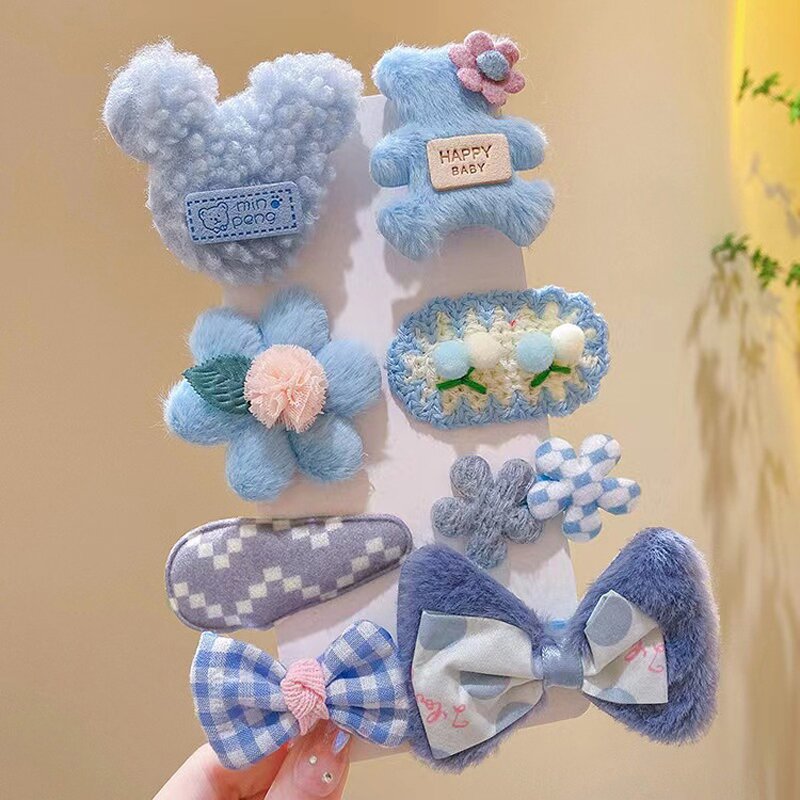 Hair Clips Set Manufacturer - 8Pcs Factory Price Kids Bowknot Hair Duckbill Clips