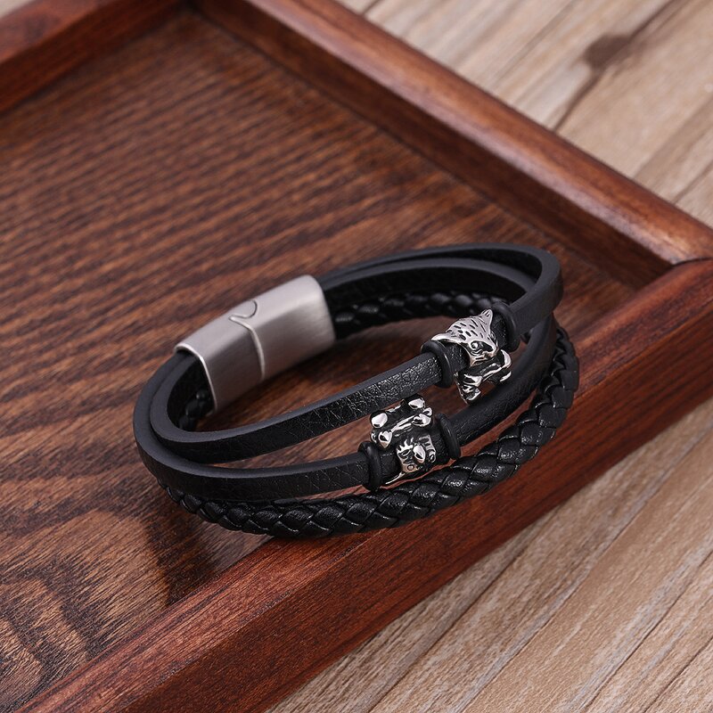 Leather Bracelet Manufacturer - Personalized Multi-layer Braided Unisex Stainless Steel
