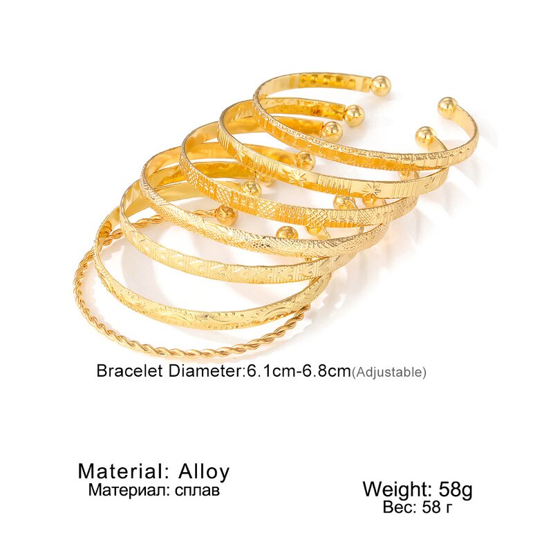 Bracelet Set Manufacturer - 7Pcs 18k Gold Plated Punk Women Wholesale Jewelry