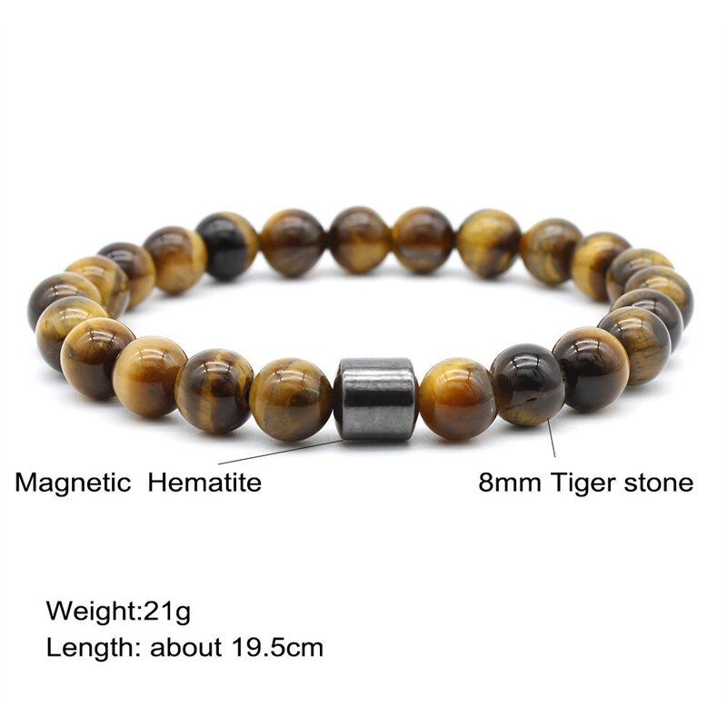 Beaded Bracelet Manufacturer - Natural Tiger's Eye Map Stone 8mm Couple Unisex