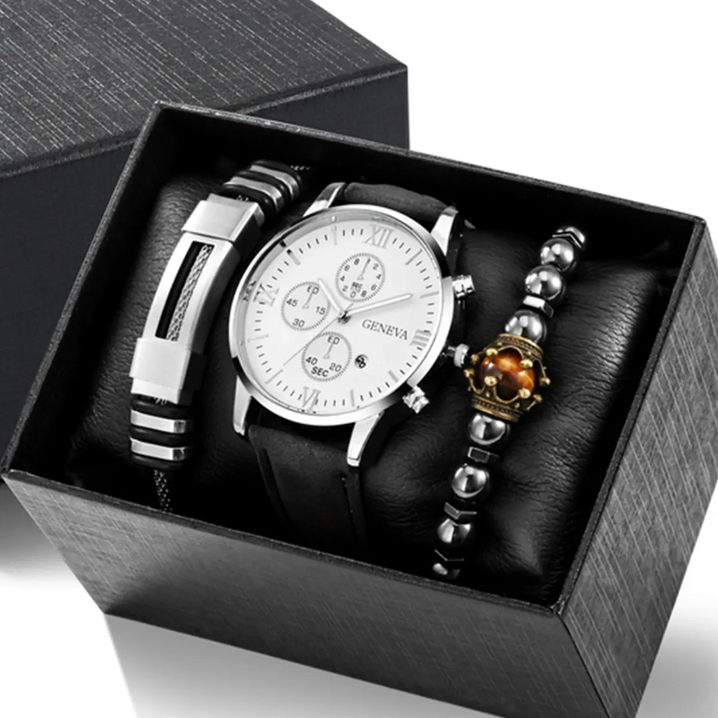 Watch Set Manufacturer - Men's Business 3pcs Bracelet Necklace Watch Gift