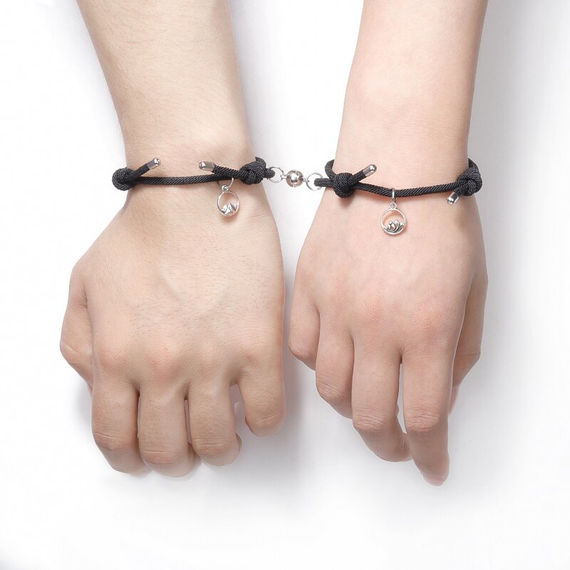 Couple Bracelet Manufacturer - Miss You Magnetic Rope Set Long Distance Charm