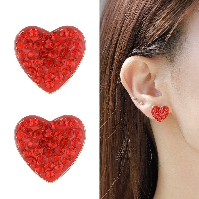 Jewelry Set Manufacturer - 18K Gold Red Heart Zircon Necklace Earrings Ring