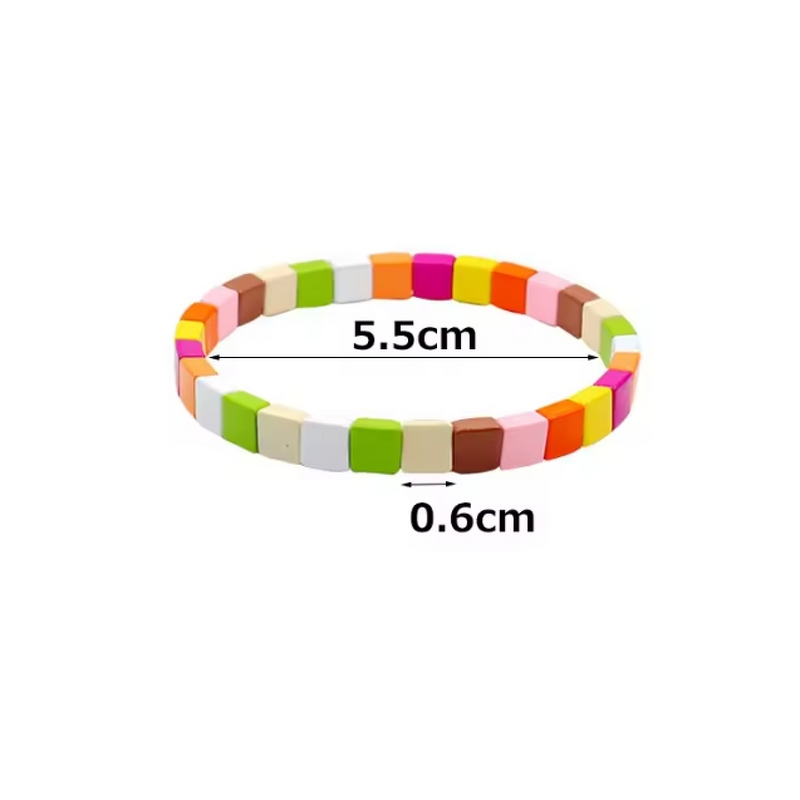 Elastic Bracelet Manufacturer - Square Rainbow Enamel Alloy Bohemian DIY
