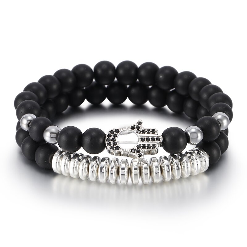 Beaded Bracelet Manufacturer - Natural Stone Cross Palm Copper Micro-Inlaid Zircon