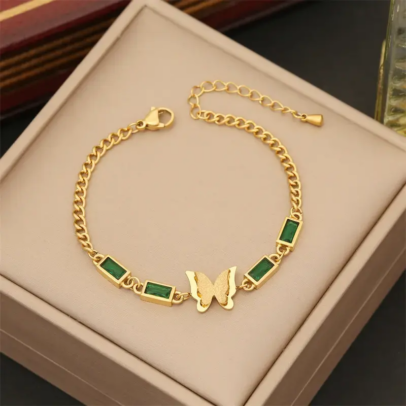 Jewelry Set Manufacturer - 3pcs Zircon Butterfly Necklace Bracelet Hoop Earrings Women