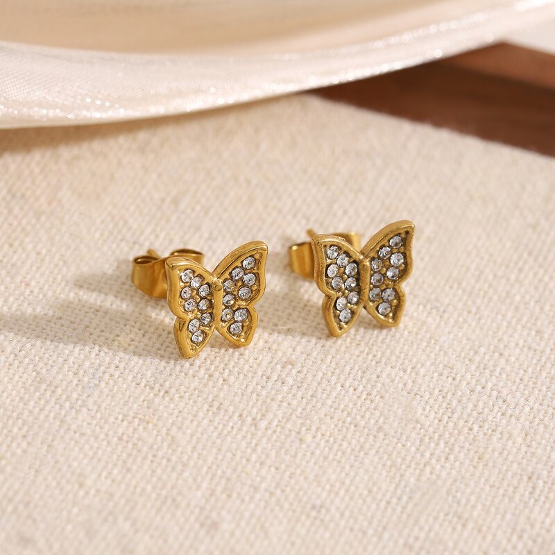 Stud Earrings Manufacturer - Butterfly Titanium Steel Niche Stainless Steel Women