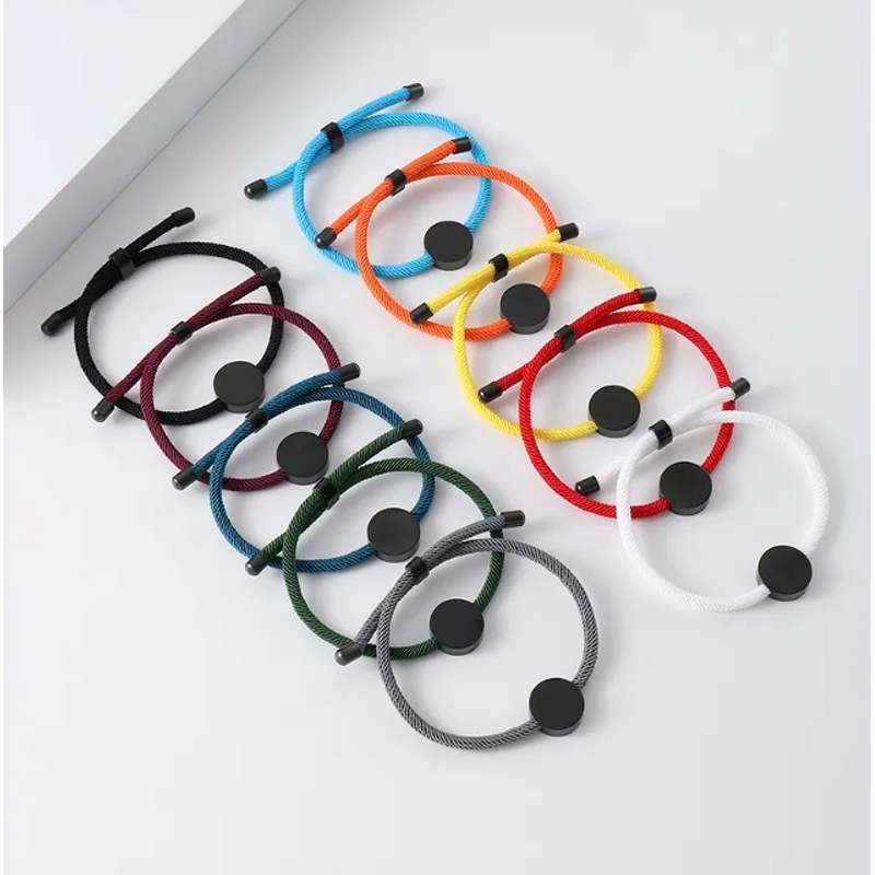 Woven Bracelets Manufacturer - Stainless Steel Blank Round Adjustable Rope Mens