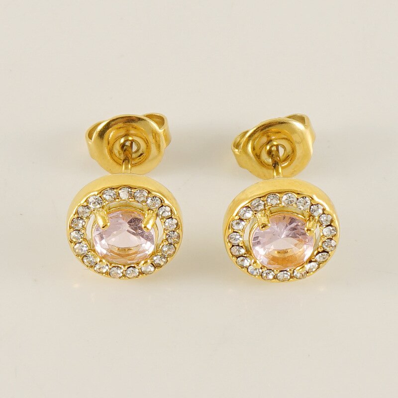 Stud Earrings Manufacturer - Stainless Steel Zircon Turquoise Multi-Color Women