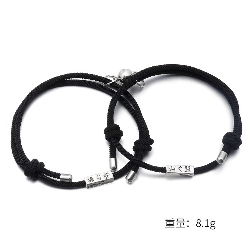 Couple Bracelet Manufacturer - Alloy Sun Moon Leather Hand-Woven Long Distance Gift