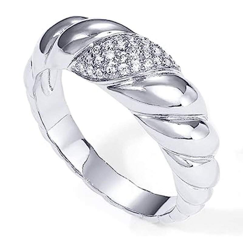 Engagement Ring Manufacturer - Vintage Croissant Micro Inlaid Versatile Trendy