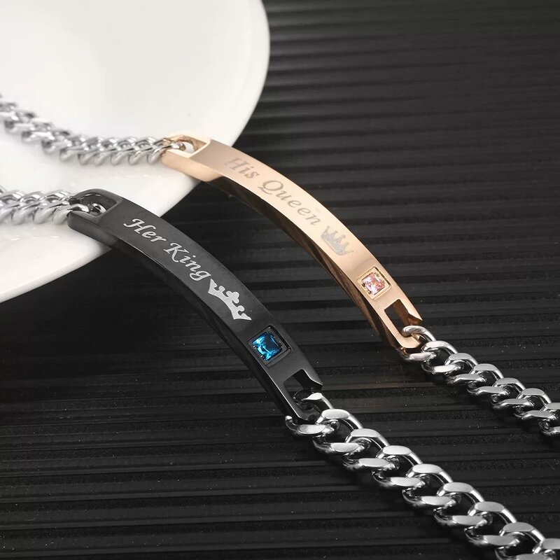 Couple Bracelet Manufacturer - Stainless Steel Crown King Queen Creative Lovers