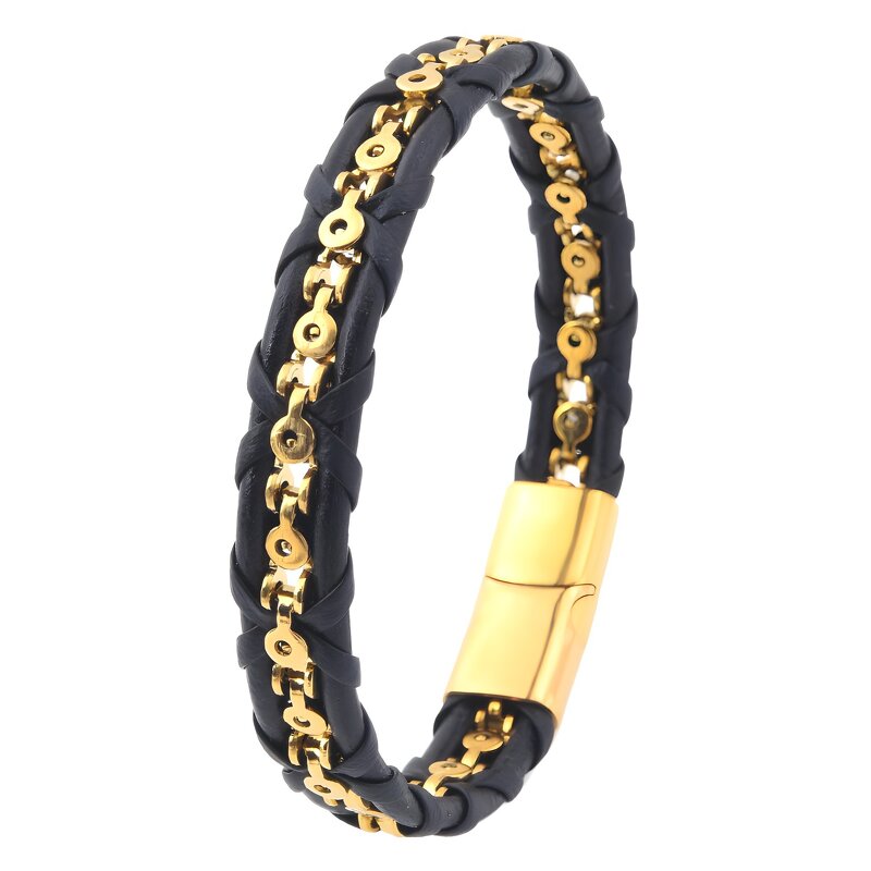 Leather Bracelet Manufacturer - Stainless Steel Chain Retro Punk Braided Mens