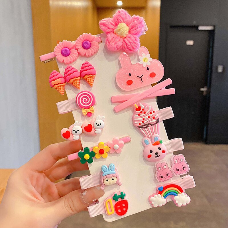 Hair Clips Set Manufacturer - 14pcs Cartoon Rainbow Girls Kids Cute Fancy Accessories