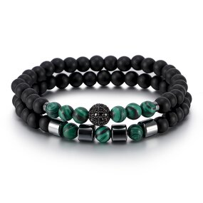 Couple Bracelet Manufacturer - Natural Stone Anti-fatigue Copper Bead Leather