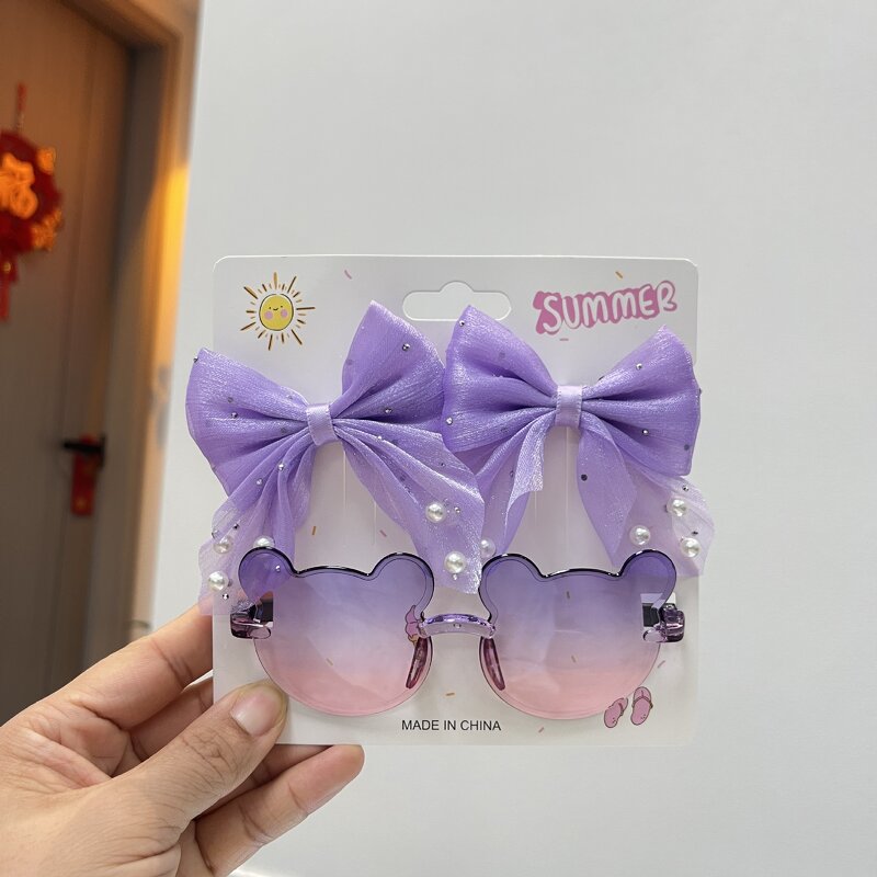 Kids Sunglasses Set Manufacturer - Cute Cartoon Flower 2pcs Bow Knot Hairband