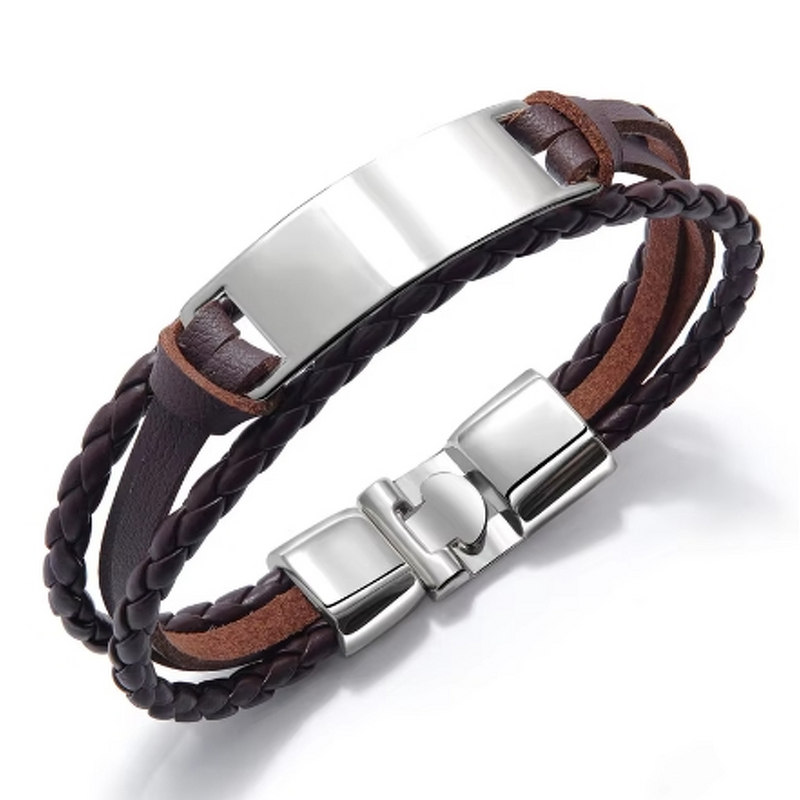 Leather Bracelet Manufacturer - Bulk Custom Engraved Multilayer Stainless Steel
