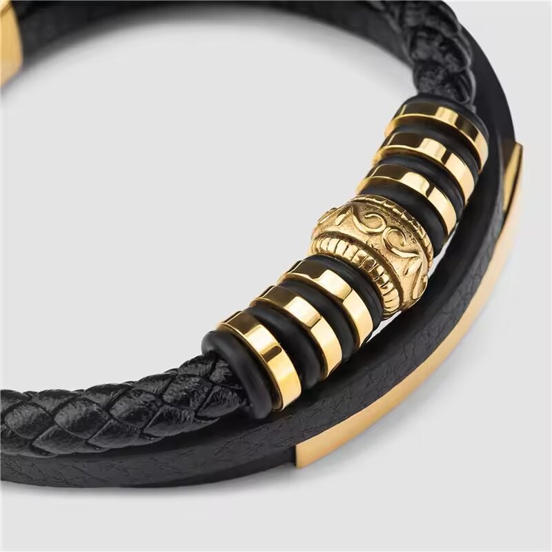 Leather Bracelet Manufacturer - Stainless Steel Multi-layer Magnetic Buckle Custom
