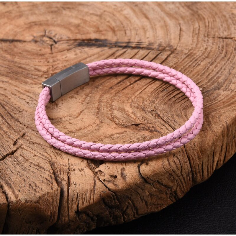 Leather Bracelet Manufacturer - Double Strip Multi-color Braided Unisex Stainless Steel